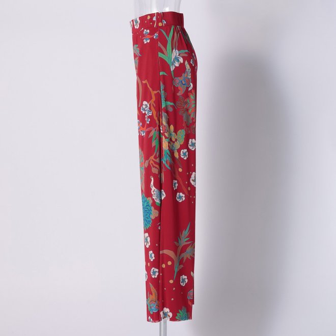 PLUM PRINT ON STRETCH NETTING　パンツ 詳細画像 レッド 2