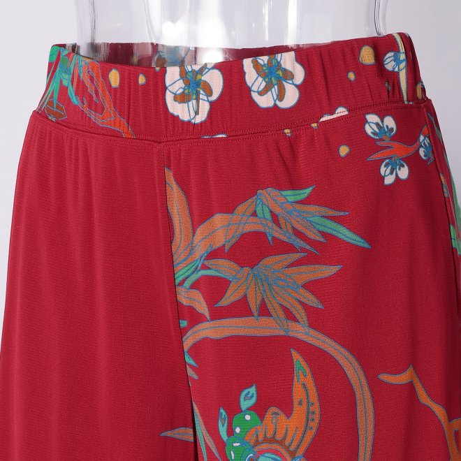 PLUM PRINT ON STRETCH NETTING　パンツ 詳細画像 レッド 4