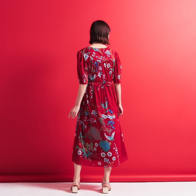 PLUM PRINT ON STRETCH NETTING　ドレス 詳細画像 レッド 3