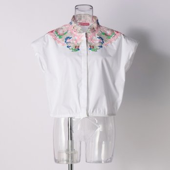 【COMING SOON】WHITE SHIRTING with FLOWER APPLIQUE　ブラウス