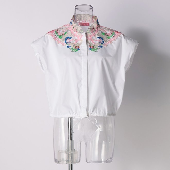 WHITE SHIRTING with FLOWER APPLIQUE　ブラウス 詳細画像 白系マルチ 1
