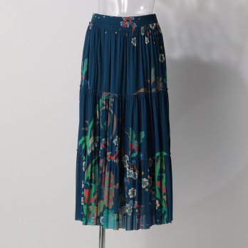 NAVY FLORAL STRETCH NETTING　スカート