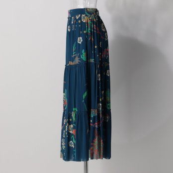 NAVY FLORAL STRETCH NETTING　スカート 詳細画像