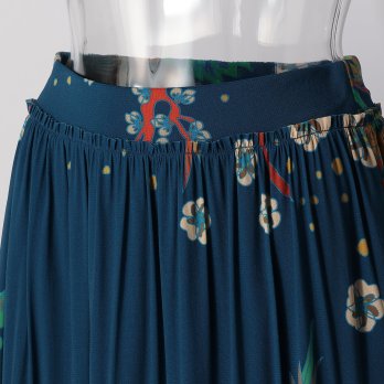 NAVY FLORAL STRETCH NETTING　スカート 詳細画像