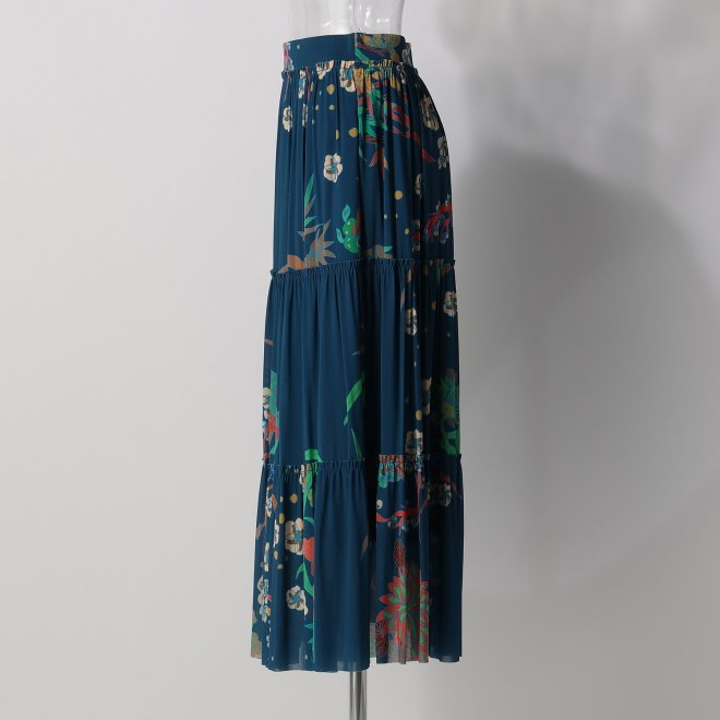 NAVY FLORAL STRETCH NETTING　スカート 詳細画像 ブルー系マルチ 2