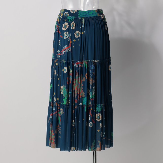 NAVY FLORAL STRETCH NETTING　スカート 詳細画像 ブルー系マルチ 3