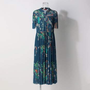 NAVY FLORAL STRETCH NETTING　ドレス