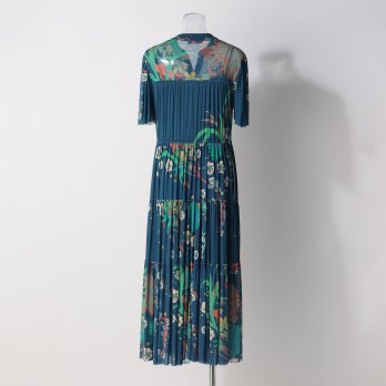 NAVY FLORAL STRETCH NETTING　ドレス 詳細画像