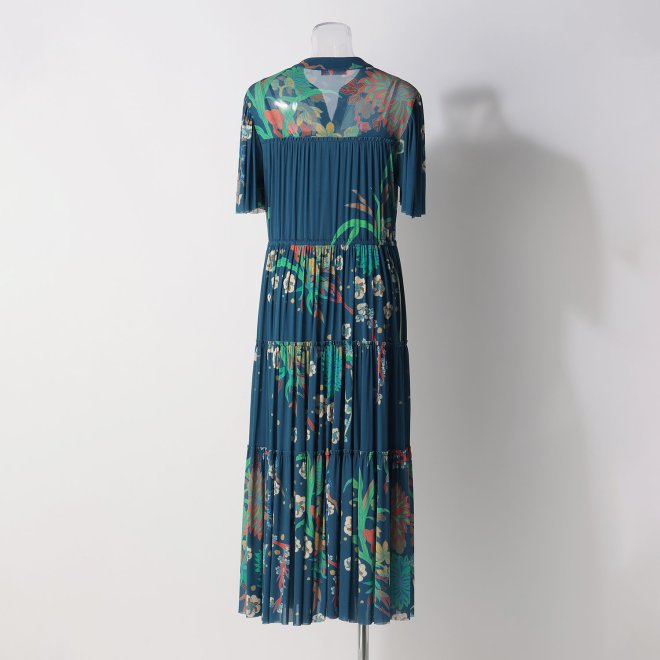NAVY FLORAL STRETCH NETTING　ドレス 詳細画像 ブルー系マルチ 3
