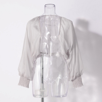 【DRESS COLLECTION】 シャーリングカフスシフォンボレロ　 詳細画像