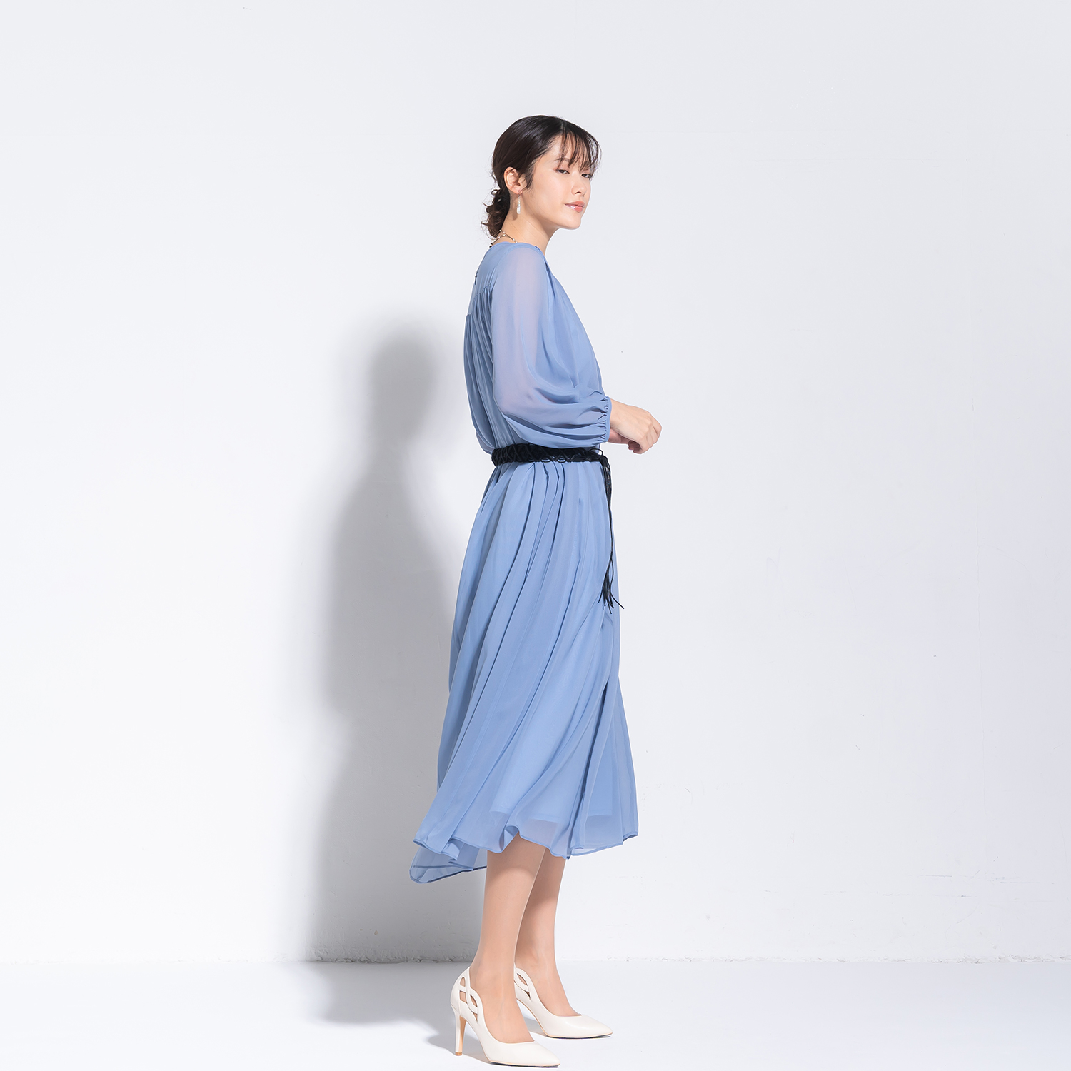 DRESS COLLECTION】 シフォンギャザーロングドレス｜VIVIENNE