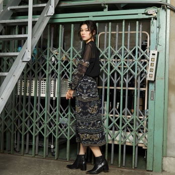 Dragon cloud print net ブラウス 詳細画像