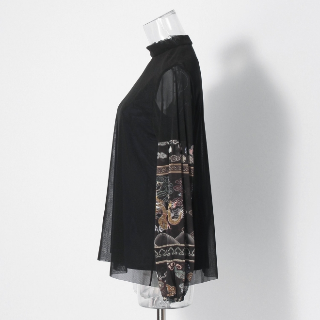 Dragon cloud print net ブラウス 詳細画像 黒系マルチ 6