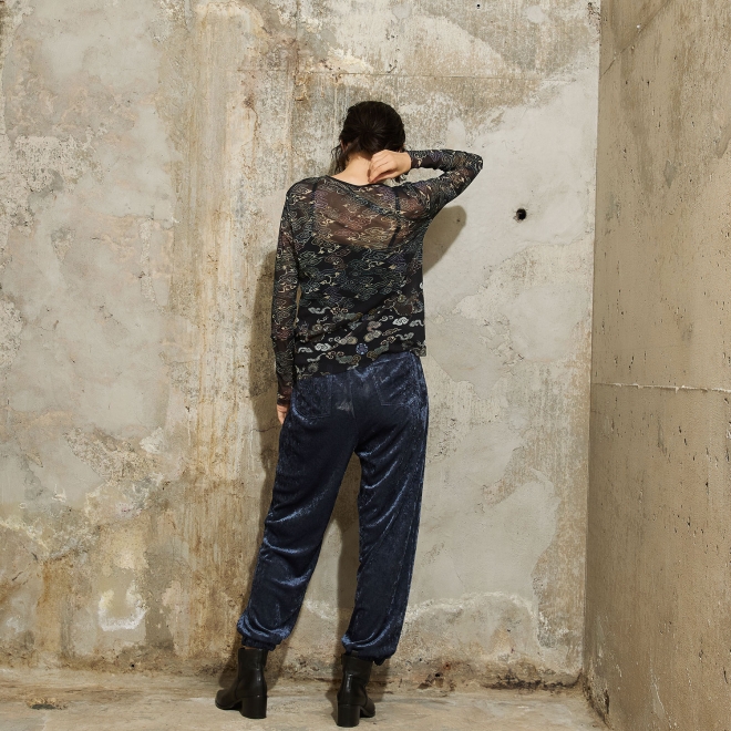 Dragon cloud print net ブラウス 詳細画像 黒系マルチ 3