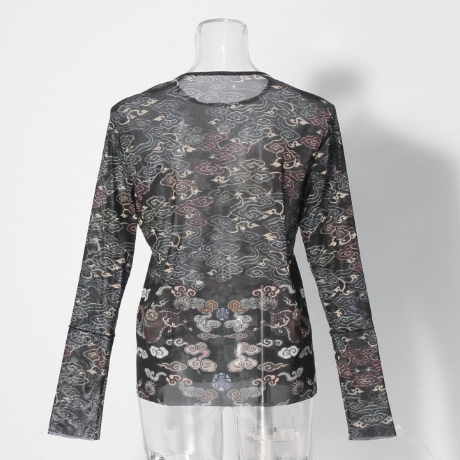 Dragon cloud print net ブラウス 詳細画像 黒系マルチ 7