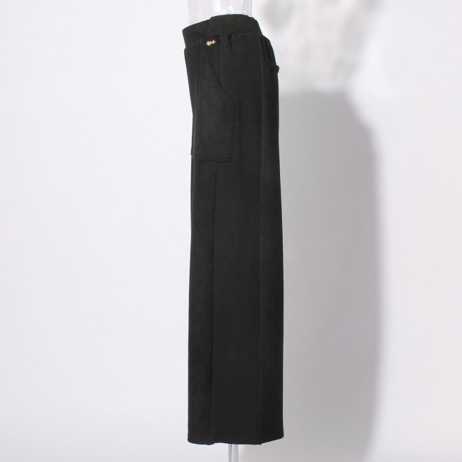 【COMING SOON】WLC スエード×リブワイドパンツ 詳細画像 ブラック 2