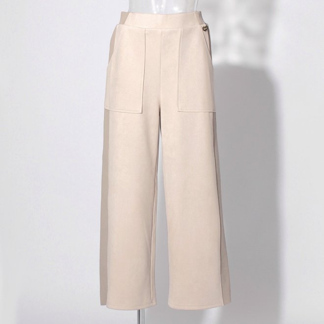 【COMING SOON】WLC スエード×リブワイドパンツ 詳細画像 ベージュ 1