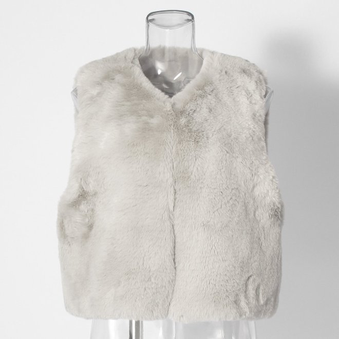 【COMING SOON】WL エコファーショートベスト 詳細画像 グレー 1