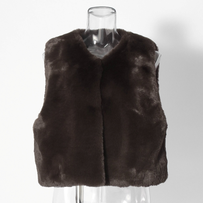 【COMING SOON】WL エコファーショートベスト 詳細画像 ブラウン 1