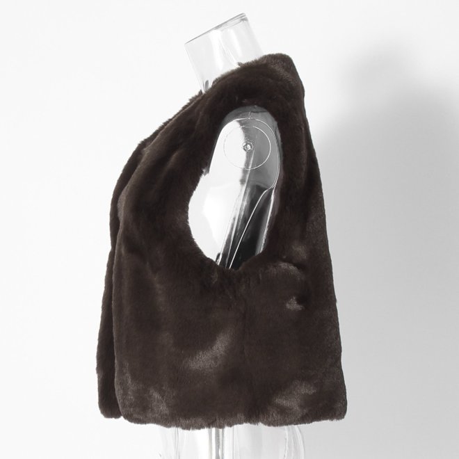 【COMING SOON】WL エコファーショートベスト 詳細画像 ブラウン 2