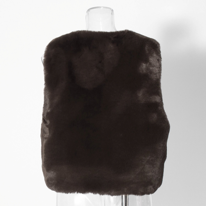 【COMING SOON】WL エコファーショートベスト 詳細画像 ブラウン 3