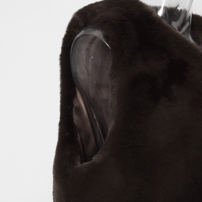 【COMING SOON】WL エコファーショートベスト 詳細画像 ブラウン 5