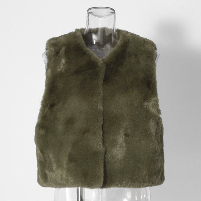 【COMING SOON】WL エコファーショートベスト 詳細画像 グリーン 1