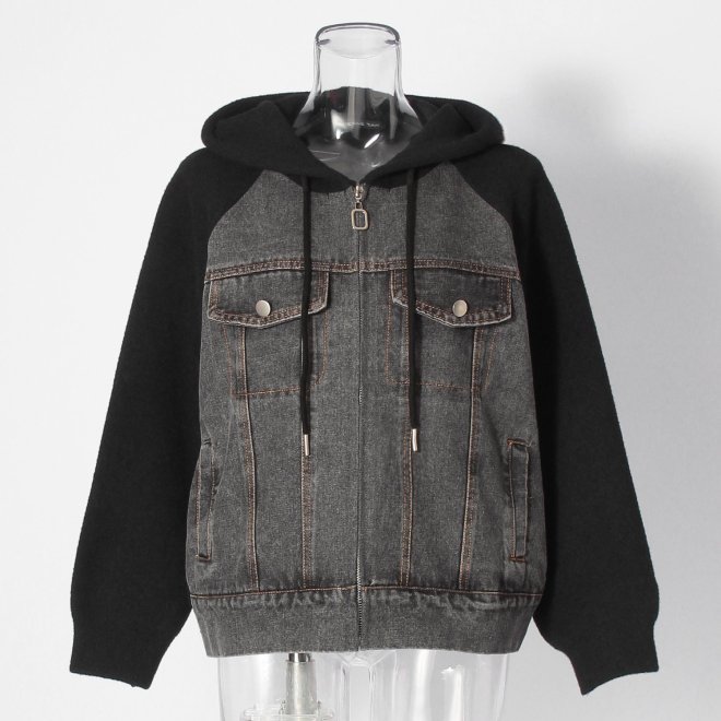 【COMING SOON】WLC デニムコンビニットパーカー 詳細画像 ブラック 1
