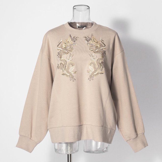 Dragon embroidery sweat shirt トレーナー 詳細画像 ベージュ 1