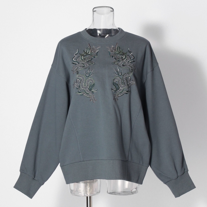 Dragon embroidery sweat shirt トレーナー 詳細画像 ライトブルー 5