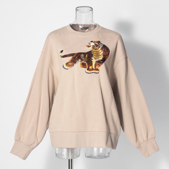 Tiger embroidery sweat shirt トレーナー 詳細画像 ベージュ 1