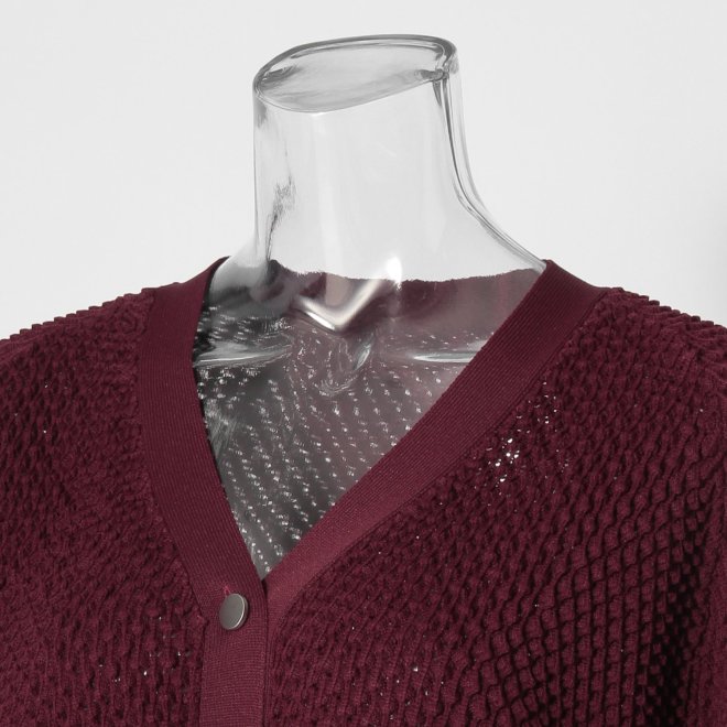 【COMING SOON】WLC ワッフルシアーニットカーディガン 詳細画像 レッド 4