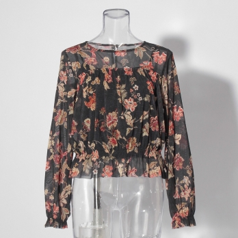 【COMING SOON】Vintage flower dantsu print netting ブラウス 詳細画像