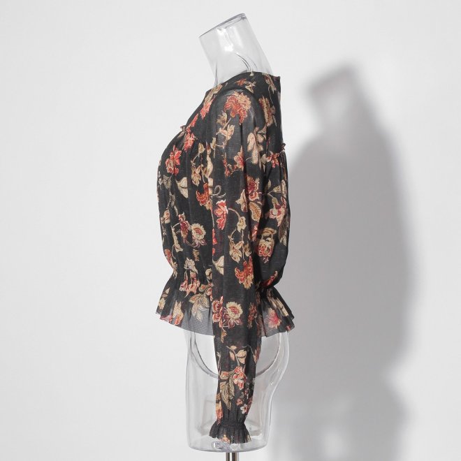 【COMING SOON】Vintage flower dantsu print netting ブラウス 詳細画像 ブルー系マルチ 2