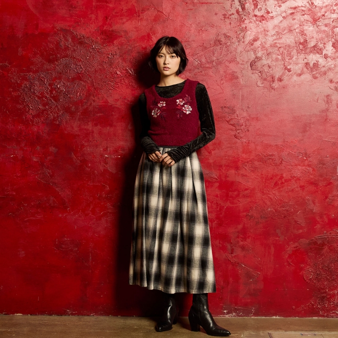 【COMING SOON】WL チェックタックスカート 詳細画像 ブラック 1