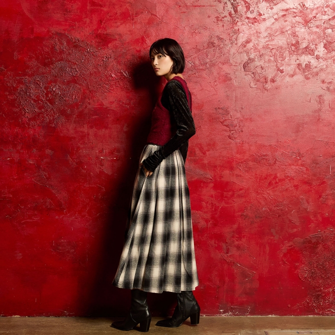 【COMING SOON】WL チェックタックスカート 詳細画像 ブラック 2