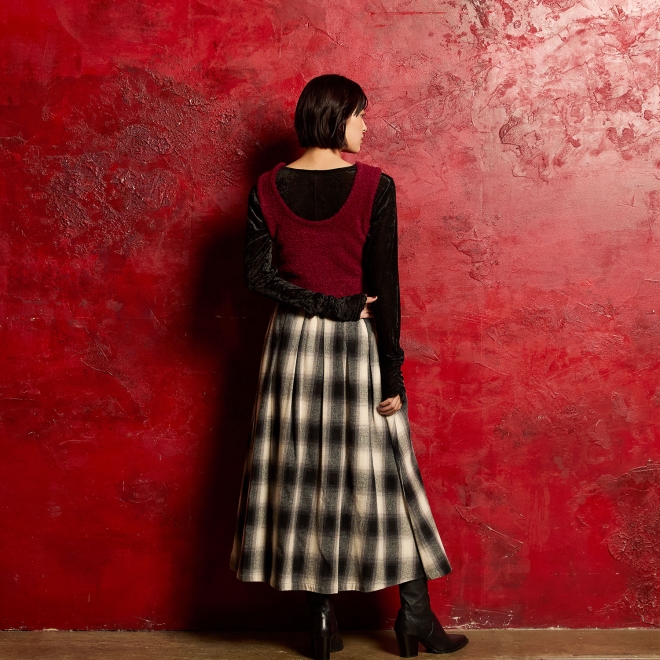 【COMING SOON】WL チェックタックスカート 詳細画像 ブラック 3