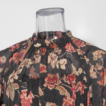 Vintage flower dantsu print netting ドレス 詳細画像