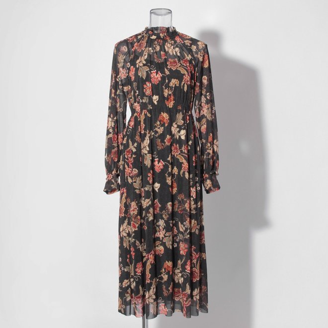 【COMING SOON】Vintage flower dantsu print netting ドレス 詳細画像 ブルー系マルチ 1