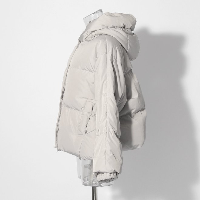 【COMING SOON】WL プリーツレイヤードフードピュアダウン コート 詳細画像 ライトグレー 2