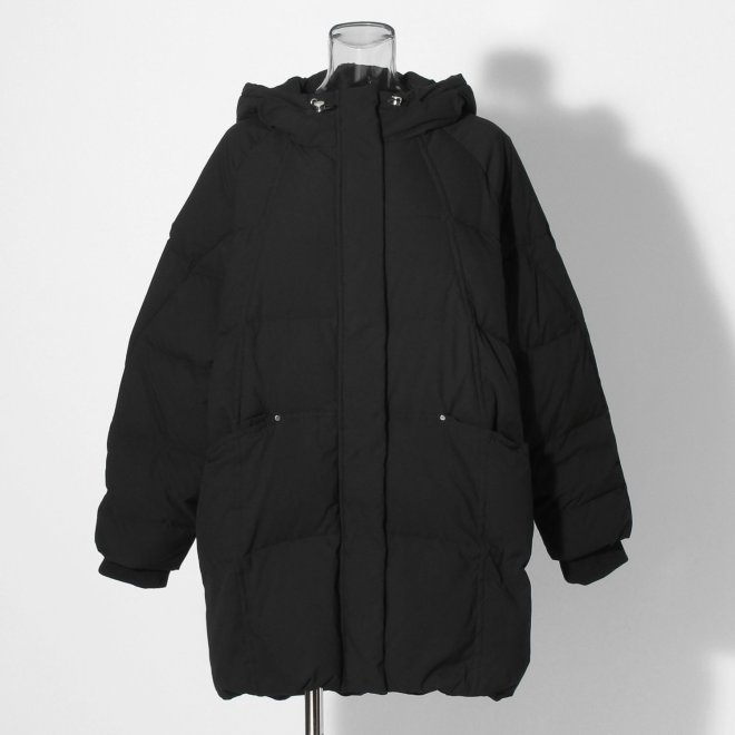 【COMING SOON】WL ストレッチフードミドルピュアダウン コート 詳細画像 ブラック 1