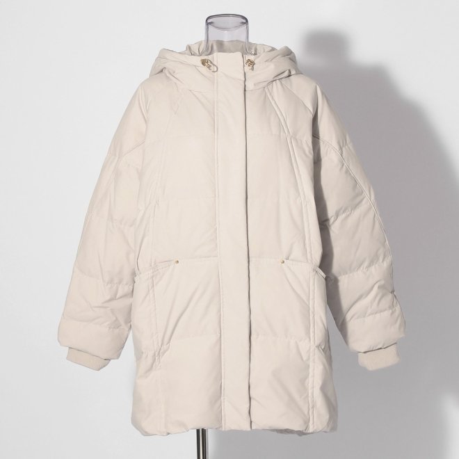【COMING SOON】WL ストレッチフードミドルピュアダウン コート 詳細画像 ライトグレー 1
