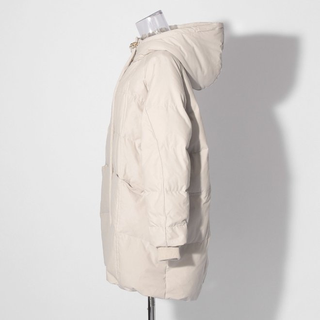 【COMING SOON】WL ストレッチフードミドルピュアダウン コート 詳細画像 ライトグレー 2