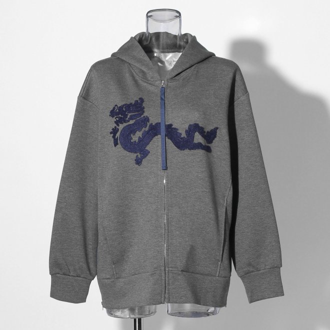 【COMING SOON】WLC ドラゴンサガラ刺繍フードパーカー 詳細画像 グレー 1