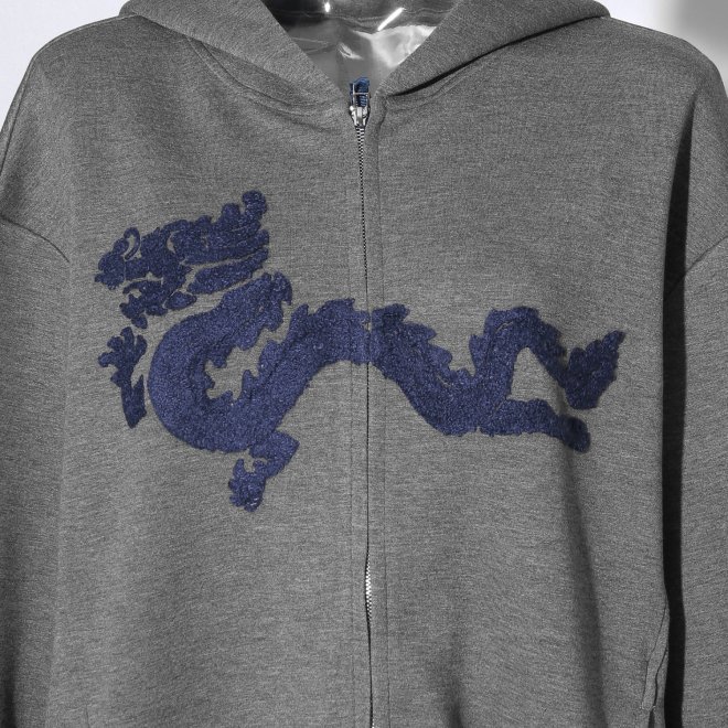 【COMING SOON】WLC ドラゴンサガラ刺繍フードパーカー 詳細画像 グレー 4