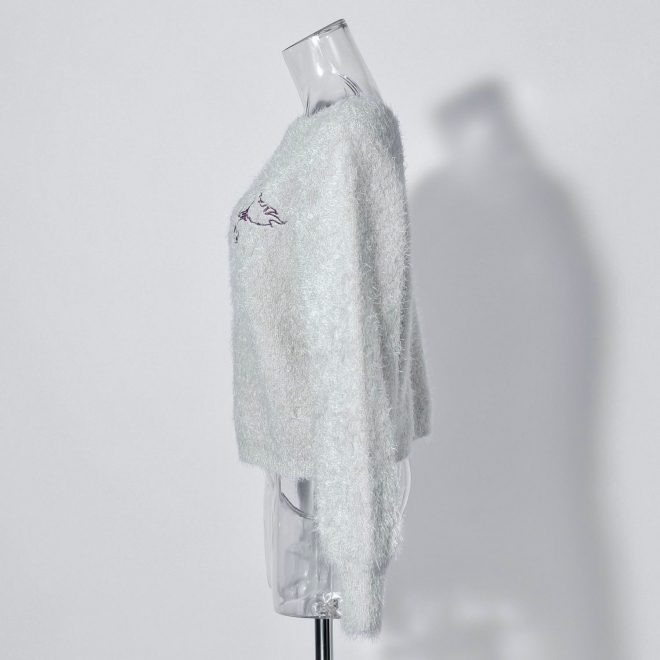 【COMING SOON】WLC ドラゴンダブルフェイスシャギー ニット 詳細画像 ライトグレー 2