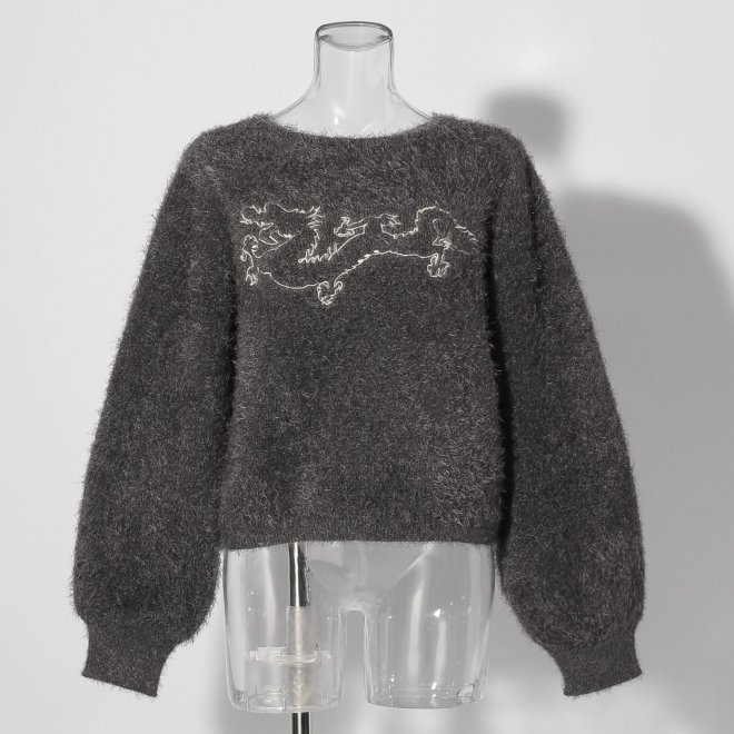 【COMING SOON】WLC ドラゴンダブルフェイスシャギー ニット 詳細画像 グレー 1