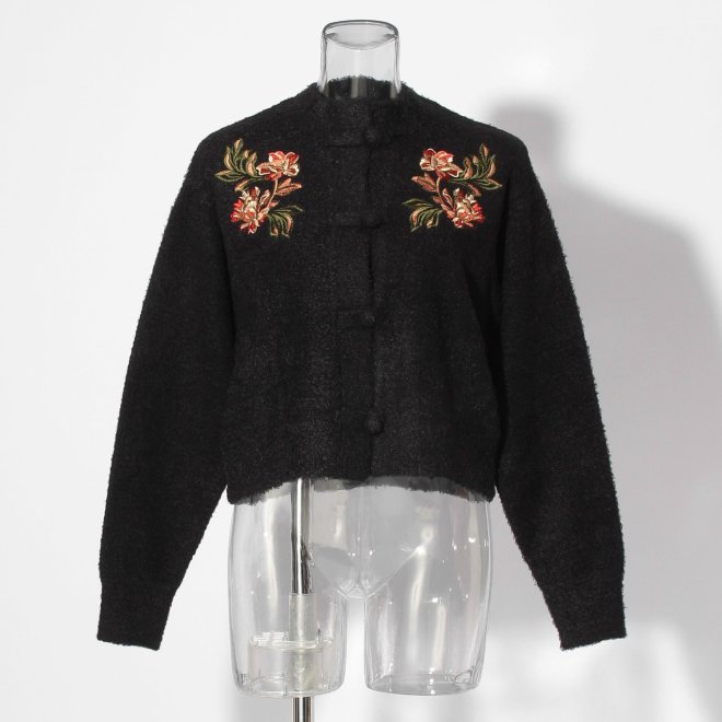 【COMING SOON】Flower embroidery Knit 詳細画像 ブラック 1