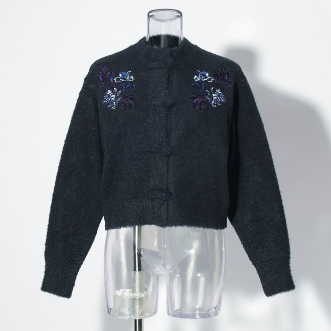 【COMING SOON】Flower embroidery Knit 詳細画像 ネイビー 1