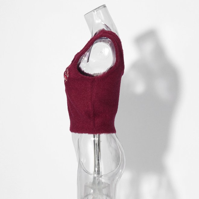 【COMING SOON】Flower embroidery Knit 詳細画像 レッド 2